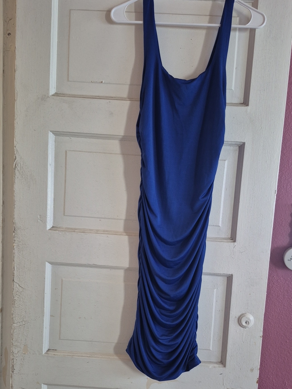 Scoop Neck Ruched Tank Dress in Royal Blue